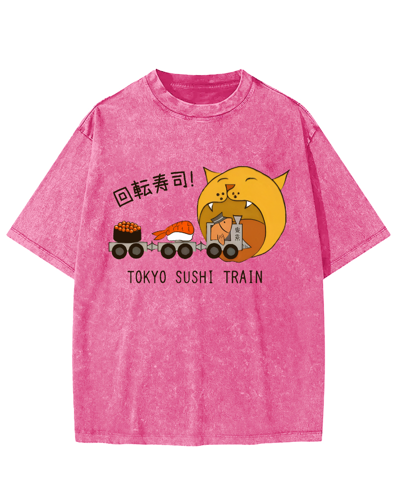 Tokyo Sushi Vintage Washed T-shirt-Zazasy