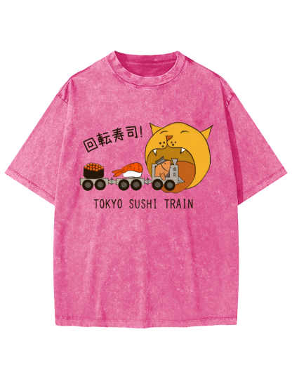 Tokyo Sushi Vintage Washed T-shirt-Zazasy