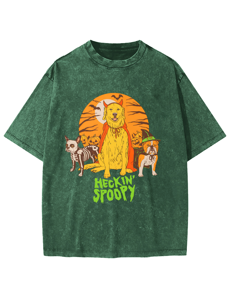 Cute Dog Halloween Vintage Distressed T-shirt-Zazasy