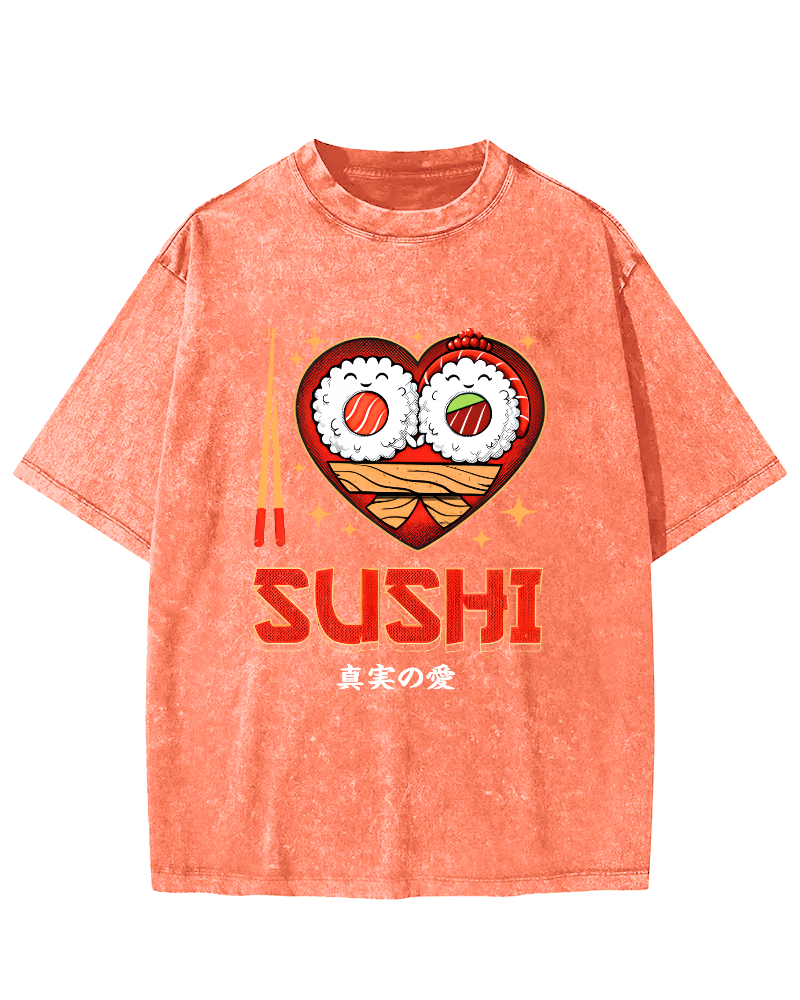 My favorite Sushi Vintage Washed T-shirt-Zazasy