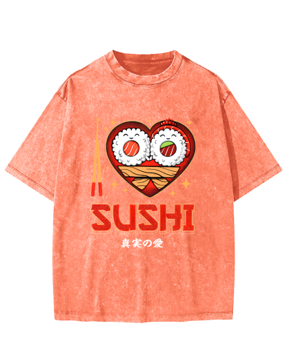 My favorite Sushi Vintage Washed T-shirt-Zazasy