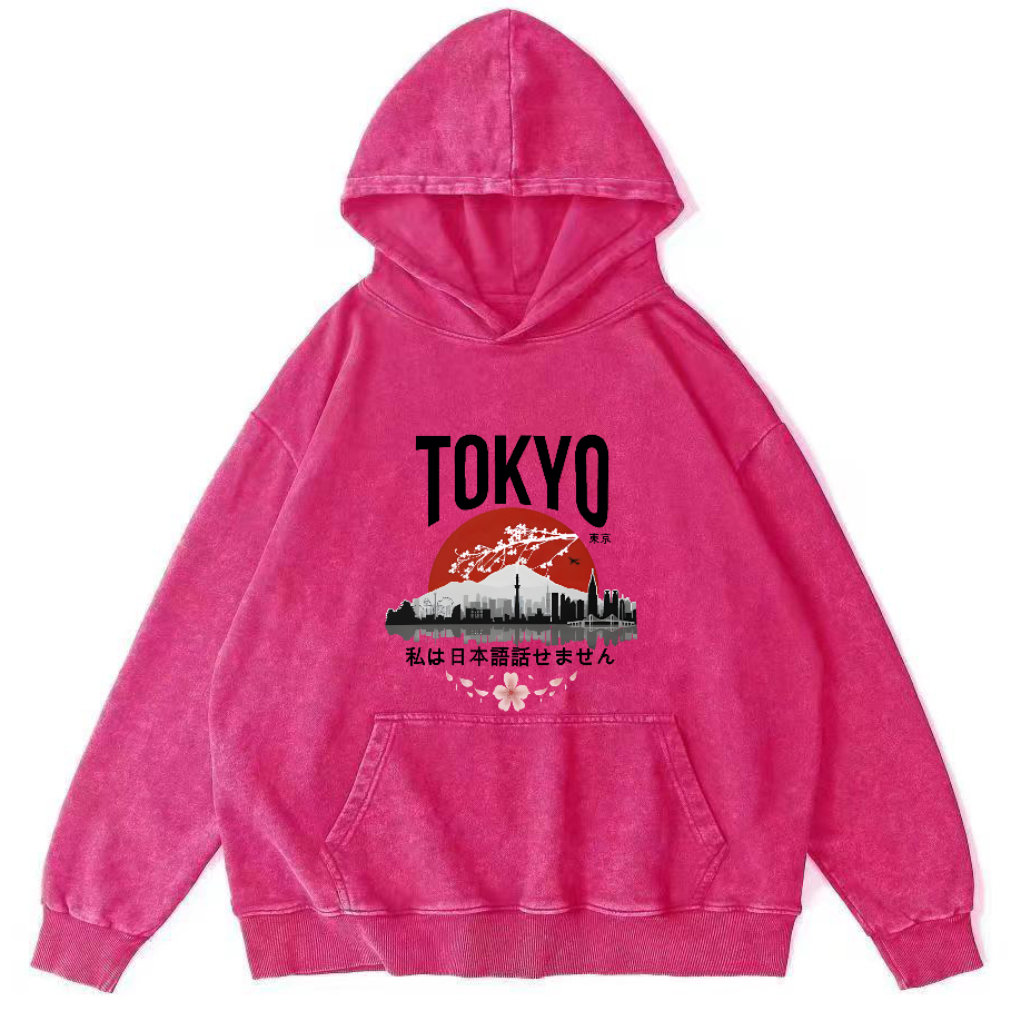 Tokyo City Scenery Vintage Distressed Hoodie-Zazasy