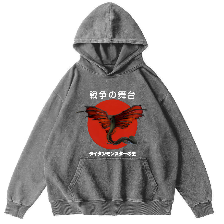 Battle Bat Vintage Washed Hoodie-Zazasy