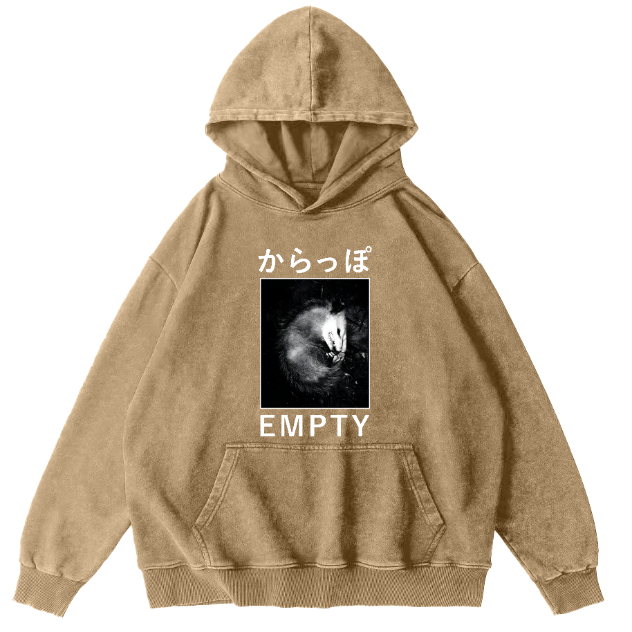 EMPTY Japanese Opossum Vintage Washed Hoodie-Zazasy