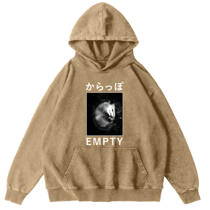 EMPTY Japanese Opossum Vintage Washed Hoodie-Zazasy