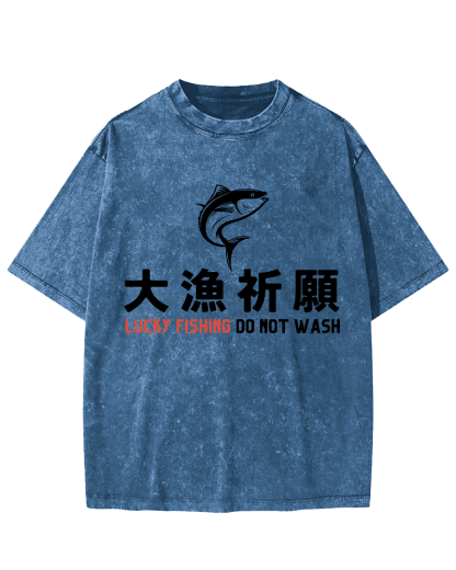 LUCKY  FISHING DO NOT WASH  Japanese Vintage Distressed T-shirt-Zazasy