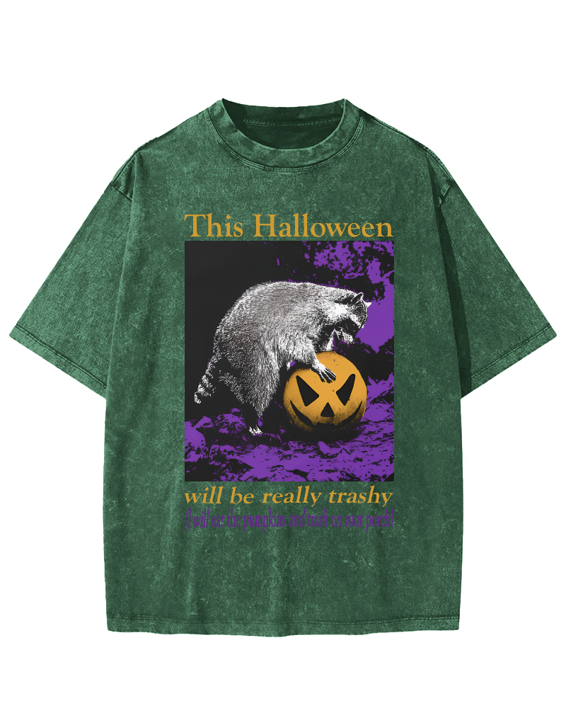 This Year's Halloween Will be a Vulgar Raccoon Vintage Distressed T-shirt-Zazasy