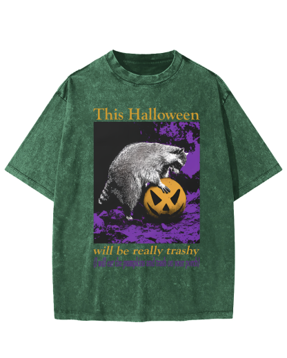 This Year's Halloween Will be a Vulgar Raccoon Vintage Distressed T-shirt-Zazasy