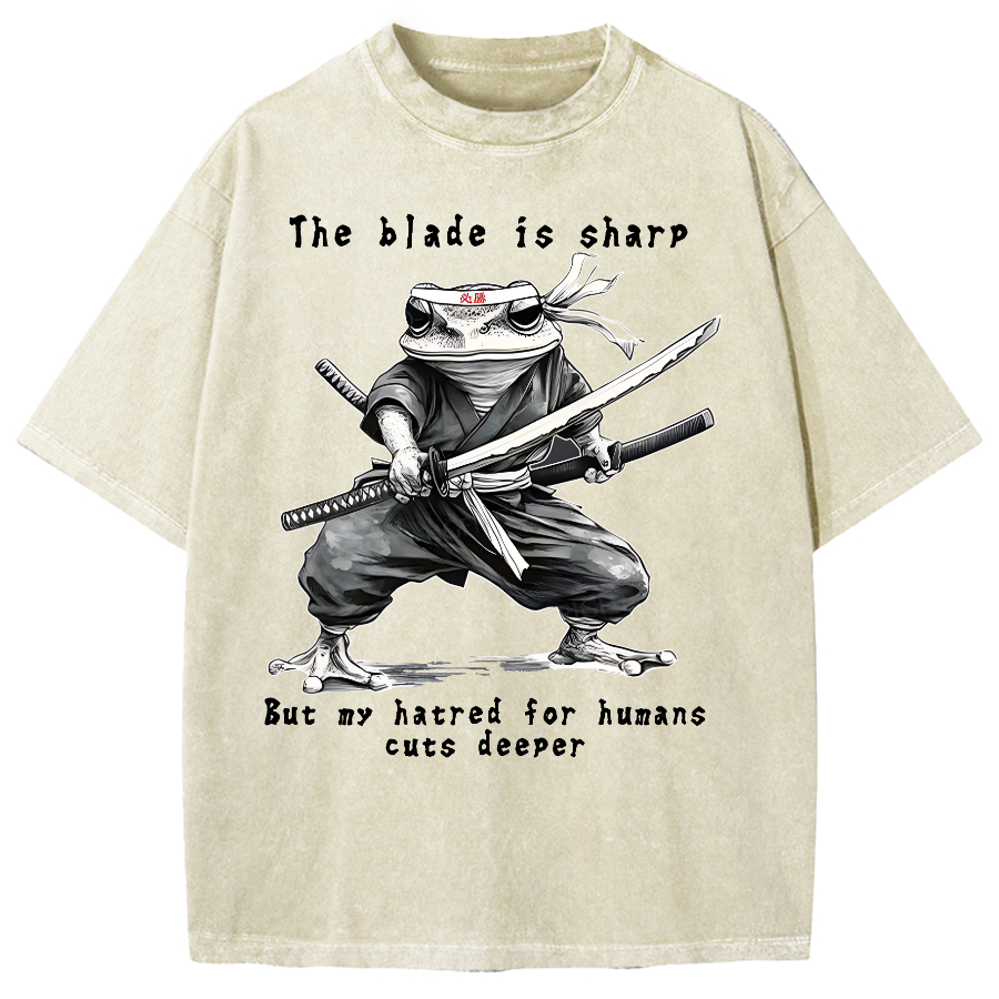 Attack Human Frog Ninja Vintage Washed T-shirt