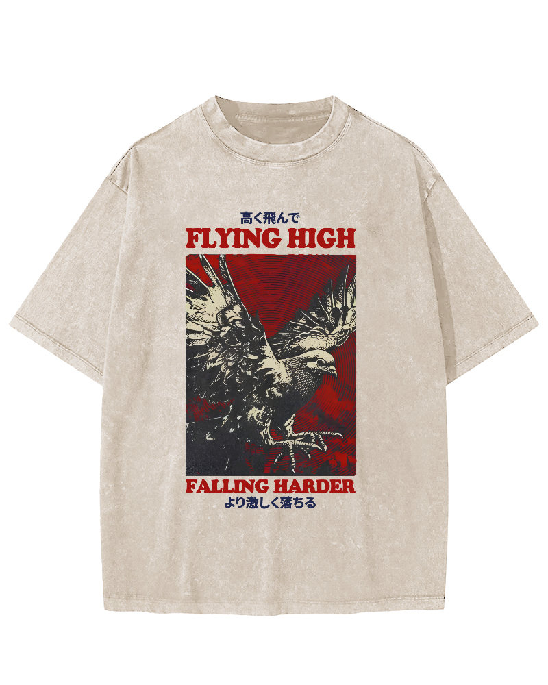Flying Higher Falling Harder Vintage Washed T-shirt-Zazasy
