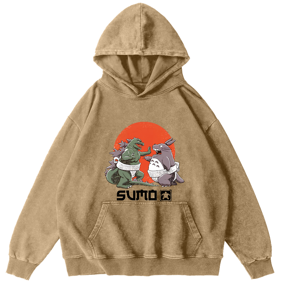 Cartoon Monster Japanese Style Vintage Distressed Hoodie-Zazasy
