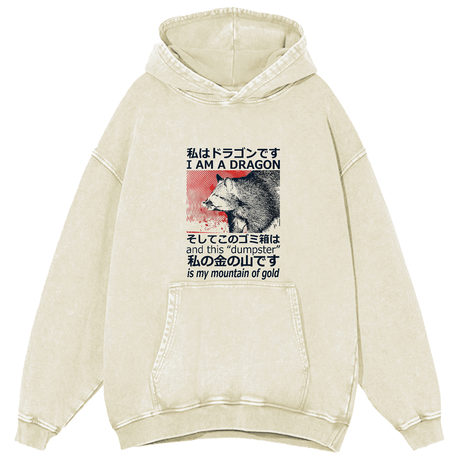 Raccoon Japanese washed hoodie-Zazasy