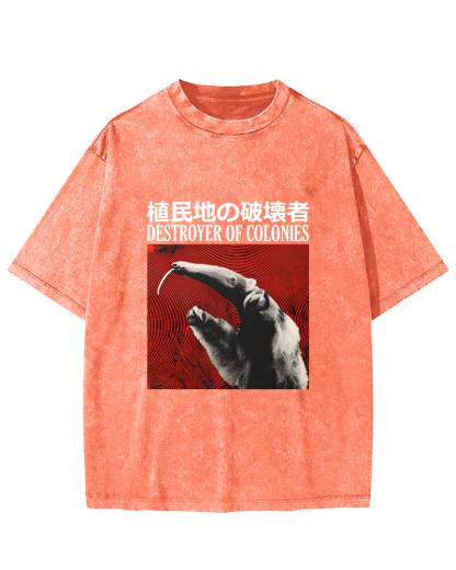 Retro Animal Japanese Style Vintage Distressed T-shirt-Zazasy