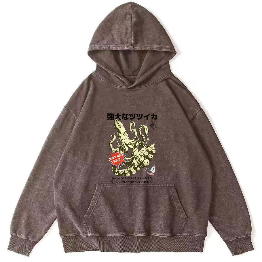Powerful Japanese Octopus Vintage Distressed Hoodie-Zazasy