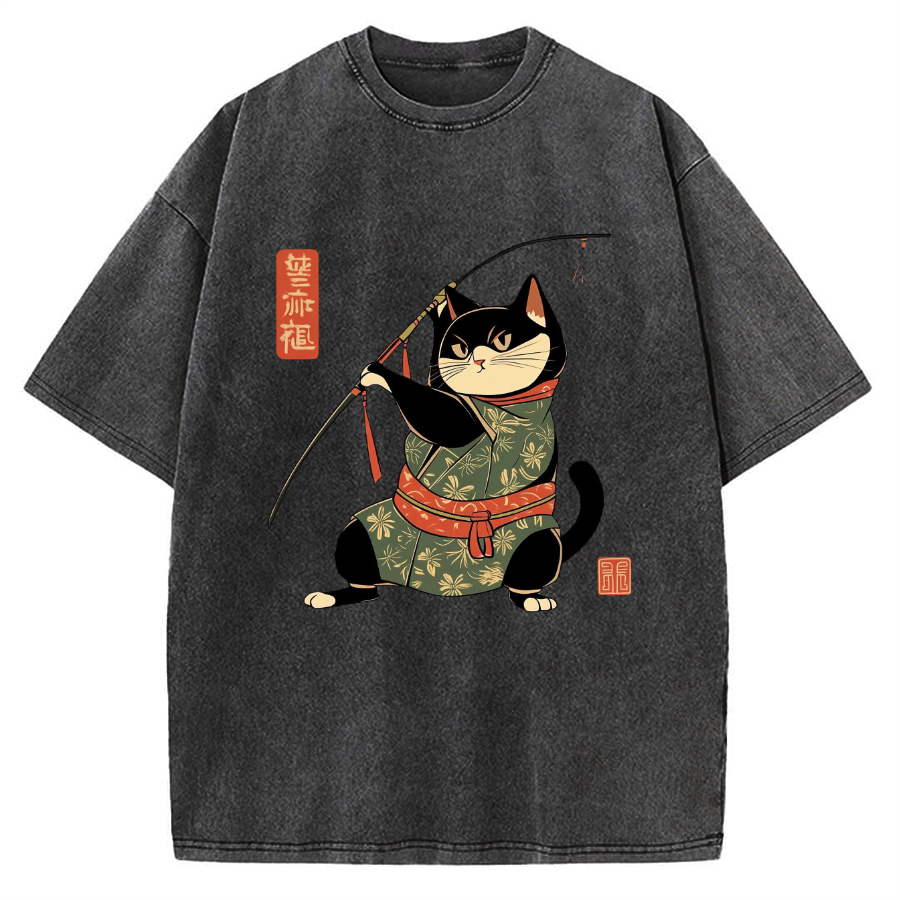 Japan Cat Archery Vintage Washed T-shirt