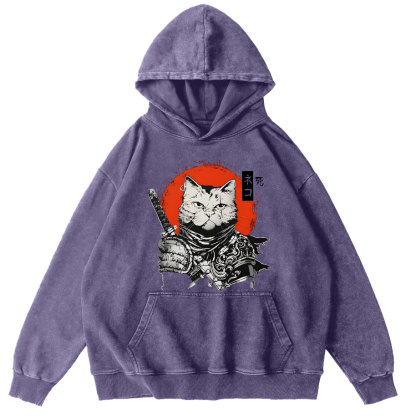 Cat Hero Japanese Style Vintage Distressed Hoodie-Zazasy