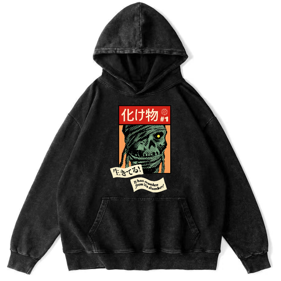Monster Japanese Vintage Washed Hoodie-Zazasy
