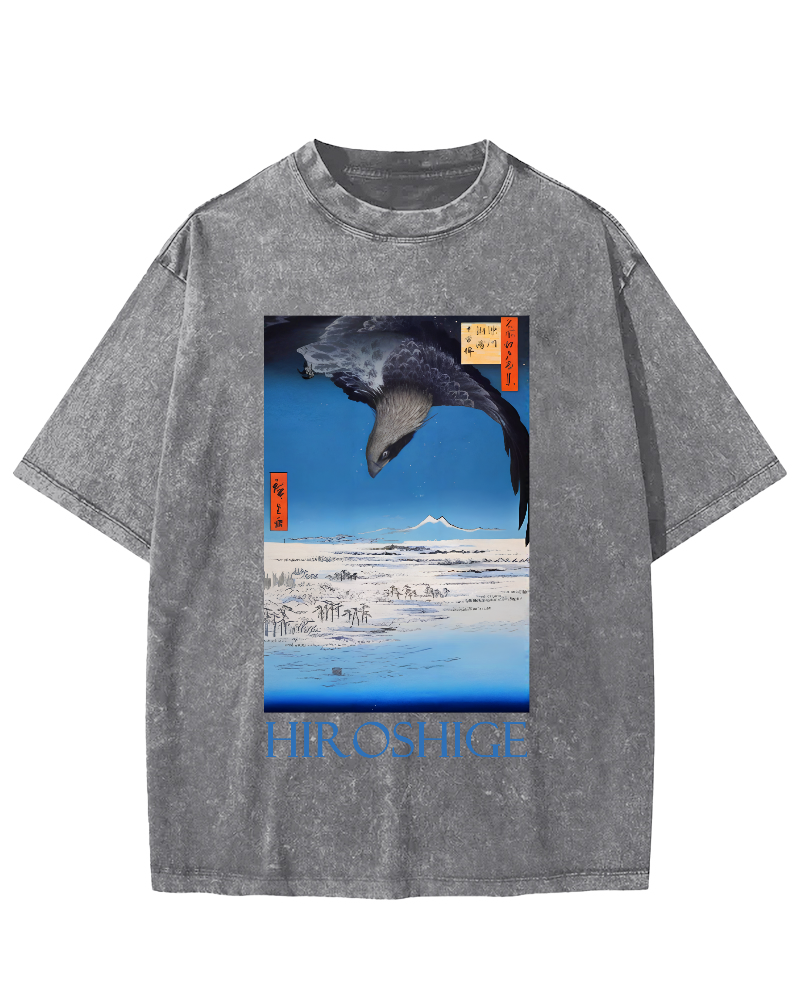 Hiroshige  Vintage Washed T-shirt-Zazasy