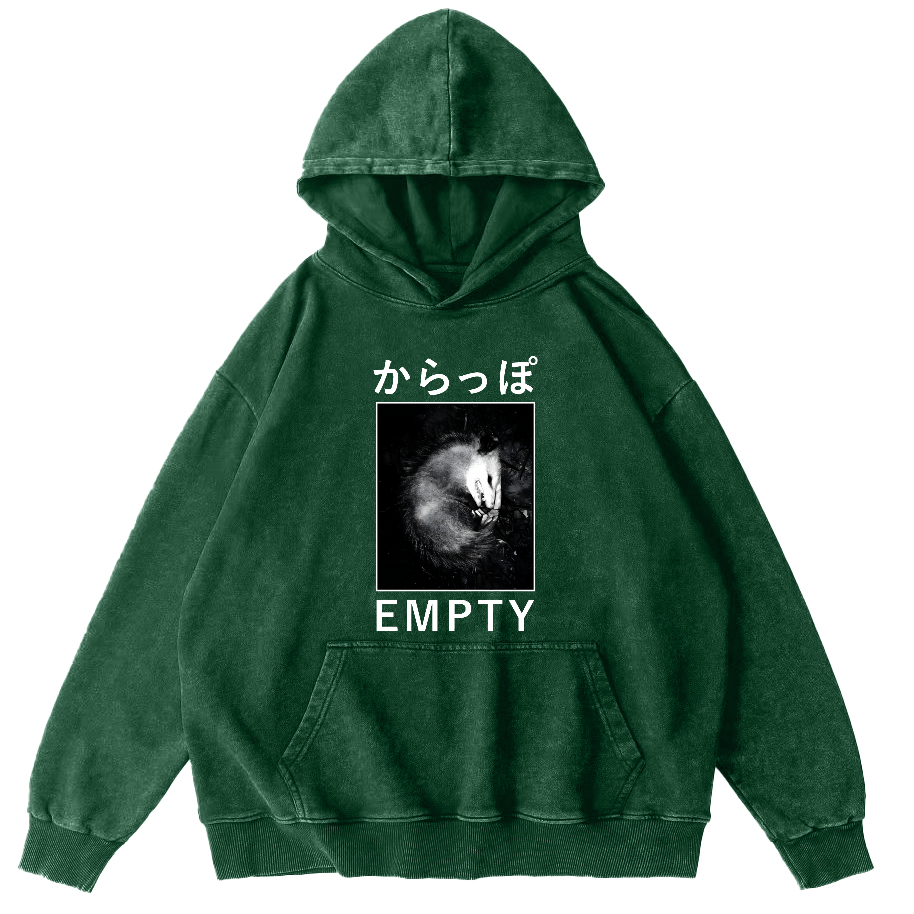 EMPTY Japanese Opossum Vintage Washed Hoodie-Zazasy