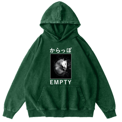 EMPTY Japanese Opossum Vintage Washed Hoodie-Zazasy