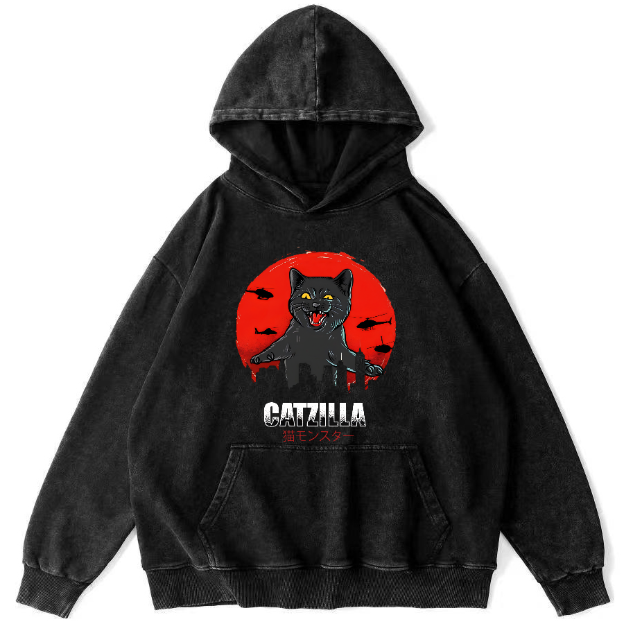 Kos Cat in Battle Japanese Style Vintage Distressed Hoodie-Zazasy