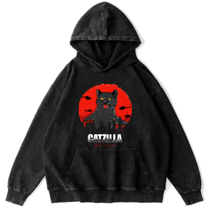 Kos Cat in Battle Japanese Style Vintage Distressed Hoodie-Zazasy