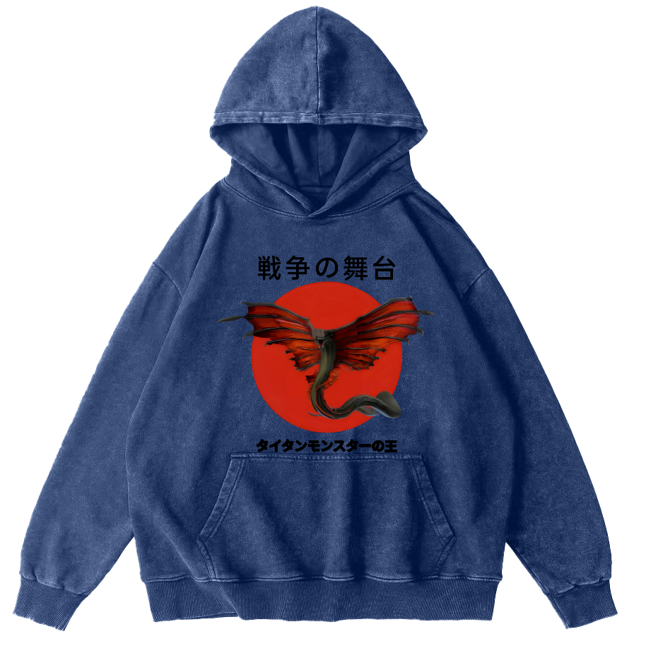 Battle Bat Vintage Washed Hoodie-Zazasy