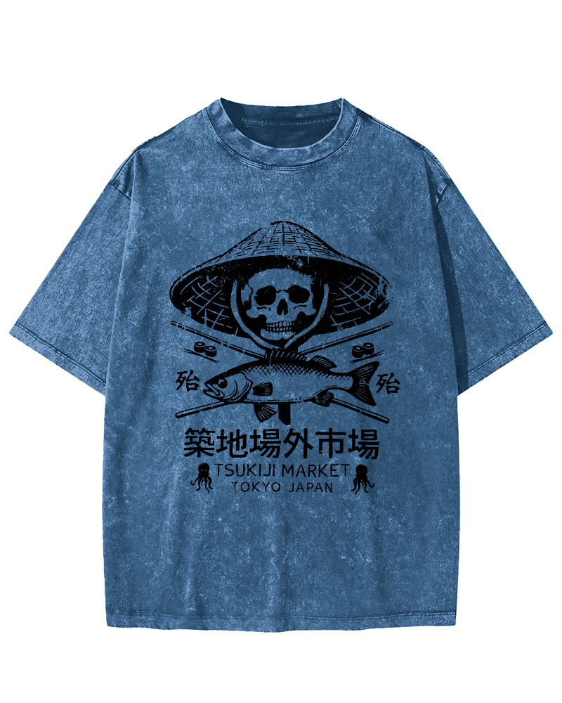 Off Site Market of Tsukiji Vintage Washed T-shirt-Zazasy