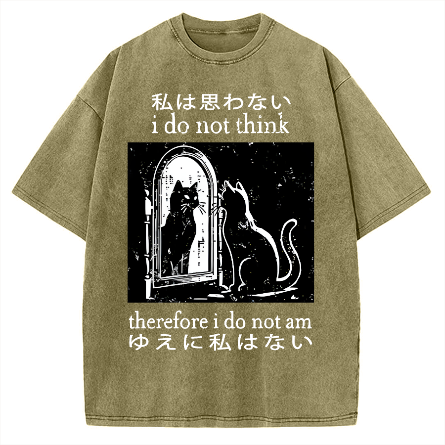 Thinking Cat Vintage Washed T-shirt
