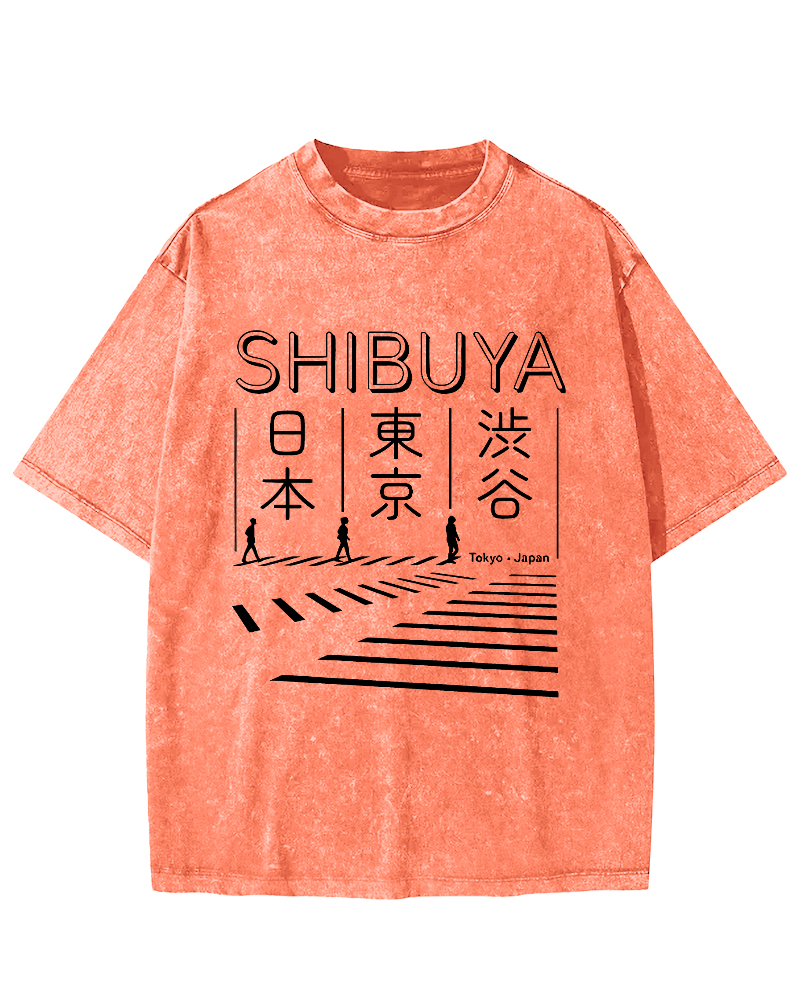 Shibuya Vintage Washed T-shirt-Zazasy