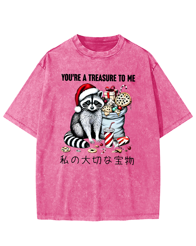 You are my treasure, Christmas wild raccoon Vintage Washed T-shirt