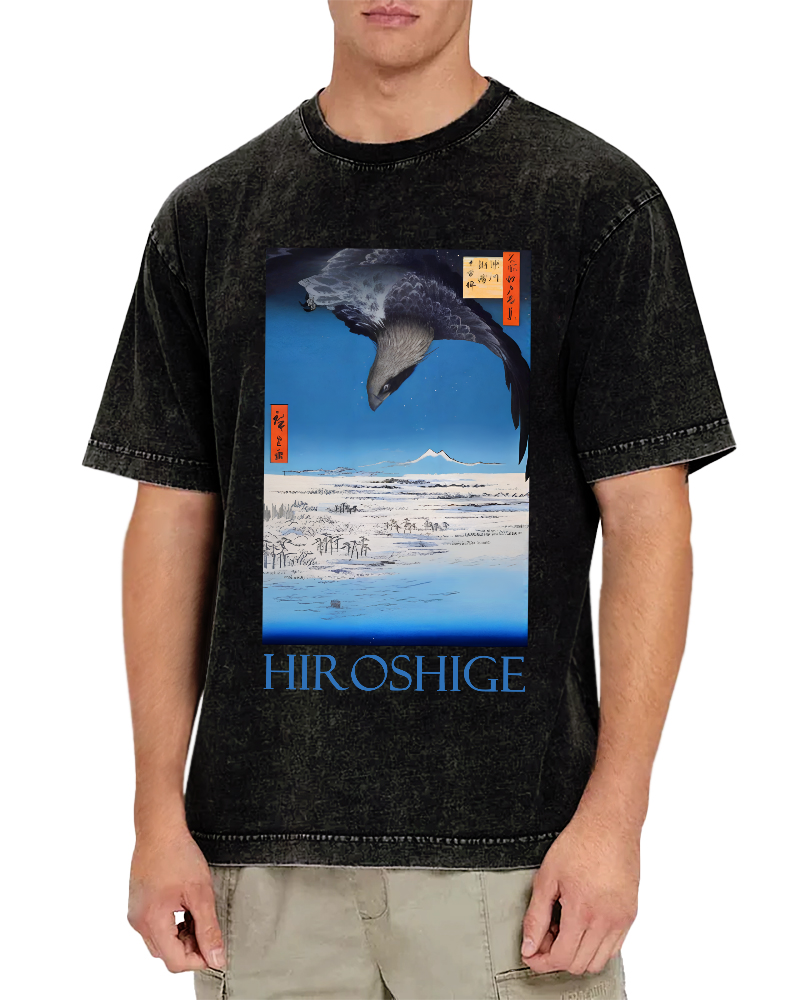 Hiroshige  Vintage Washed T-shirt-Zazasy