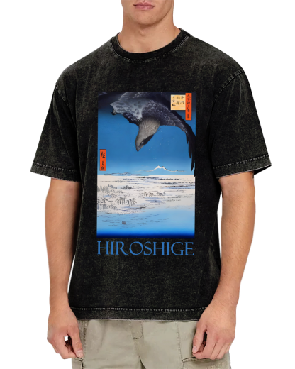 Hiroshige  Vintage Washed T-shirt-Zazasy