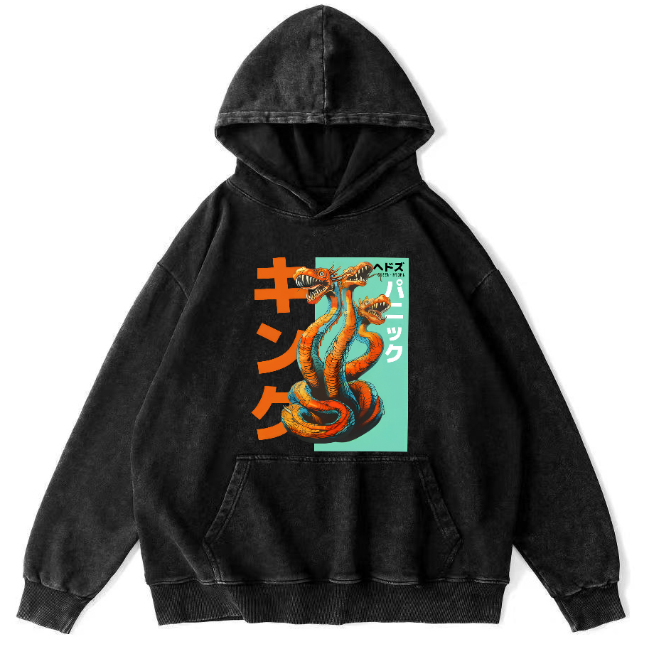 Queen Hydra Monster  Vintage Washed Hoodie-Zazasy