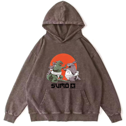 Cartoon Monster Japanese Style Vintage Distressed Hoodie-Zazasy