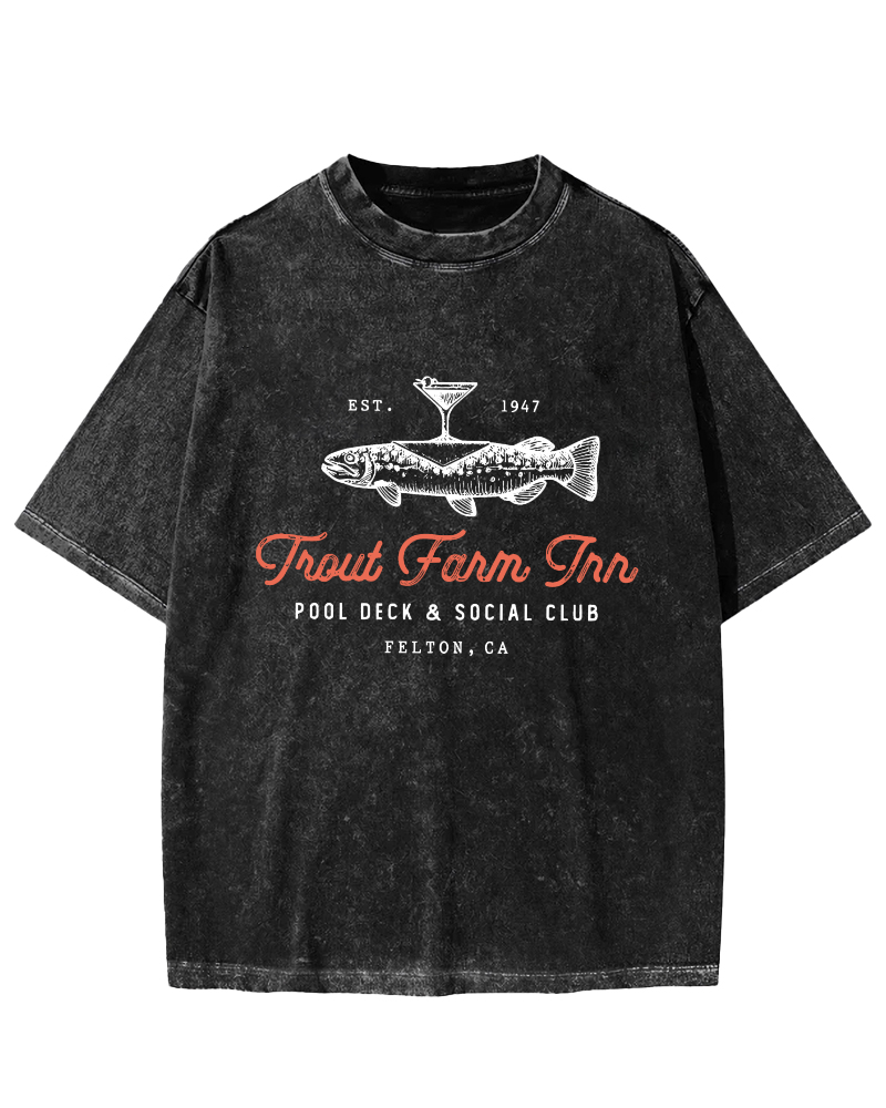 Japanese Seafood Vintage Washed T-shirt-Zazasy