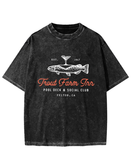 Japanese Seafood Vintage Washed T-shirt-Zazasy