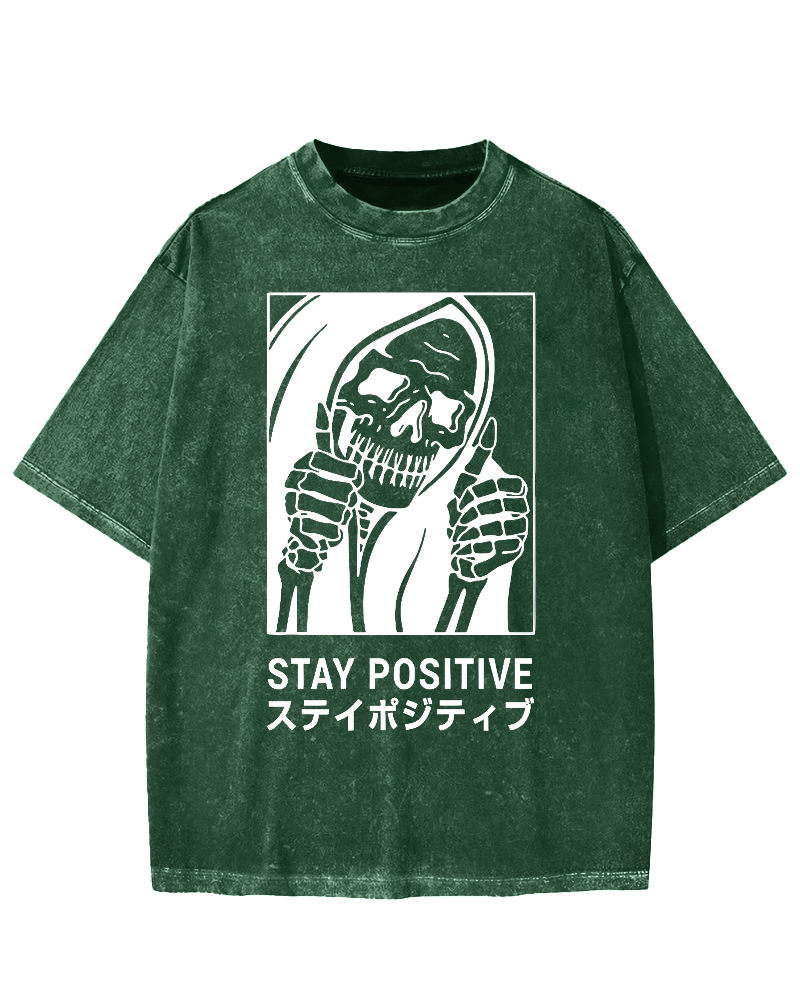 Stay Positive Skeleton Vintage Washed T-shirt