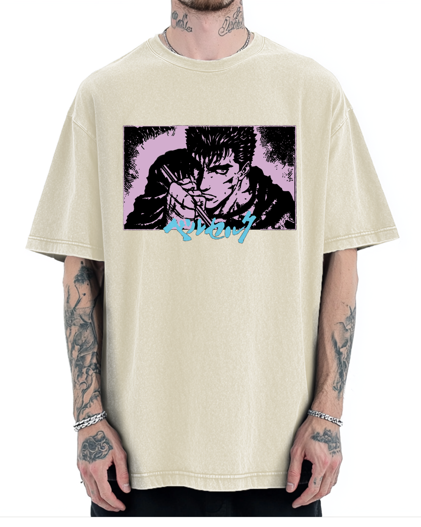 Japanese Anime BERSERK Vintage Washed T-shirt