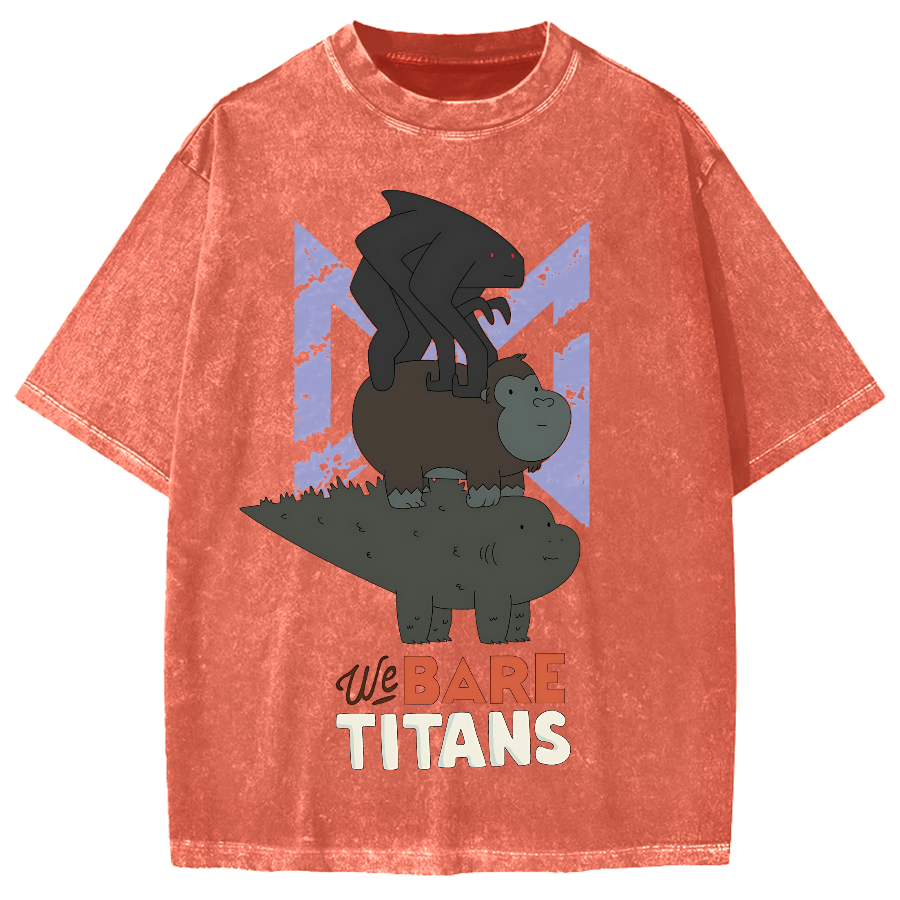 We Bare Titans Cute Monsters Japanese Vintage Washed T-shirt