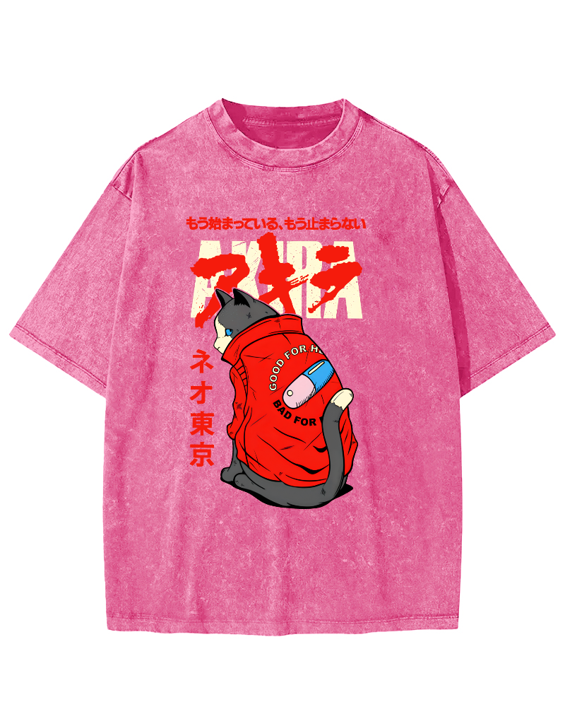 Cats in Tokyo Vintage Distressed T-shirt-Zazasy