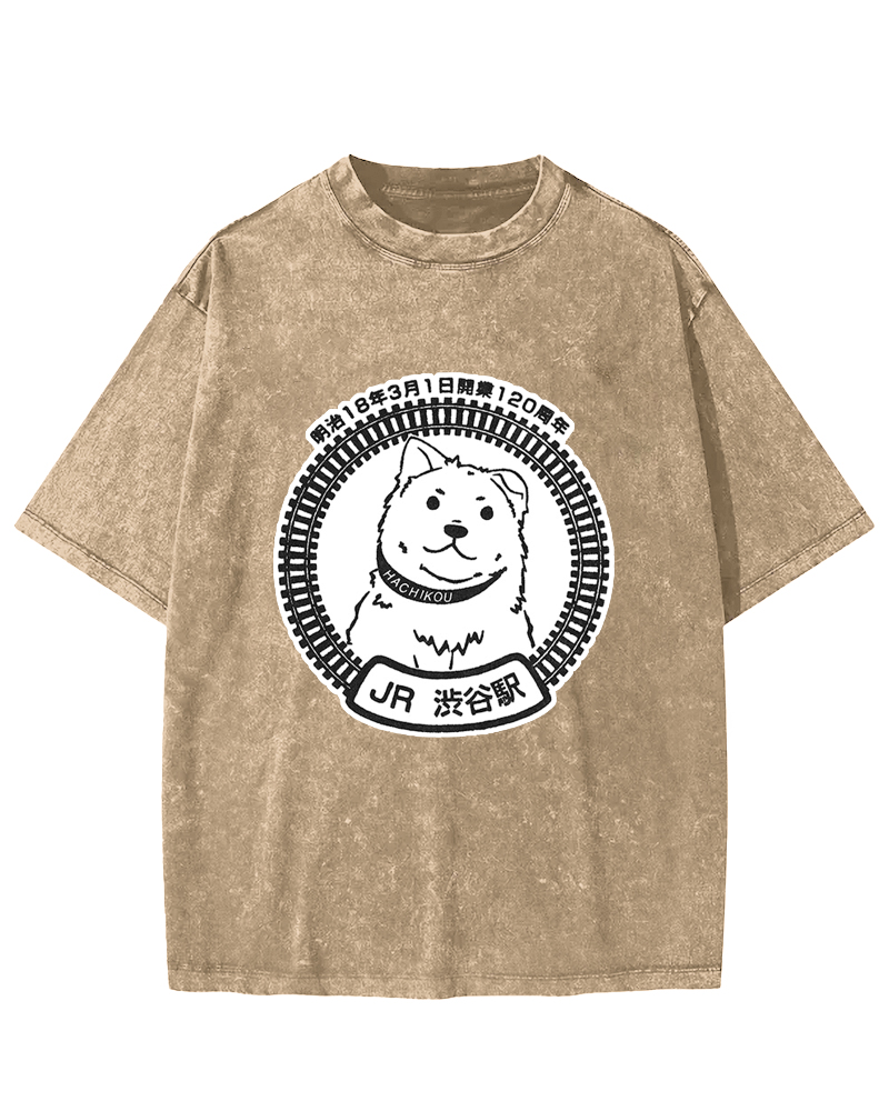 Shibuya Station-Hachikou Vintage Washed T-shirt