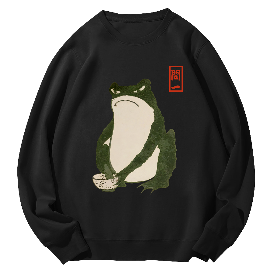 Ask a Japanese frog Round Neck Sweatshirt-Zazasy