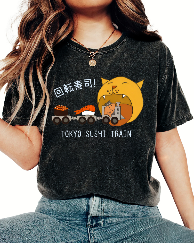 Tokyo Sushi Vintage Washed T-shirt-Zazasy
