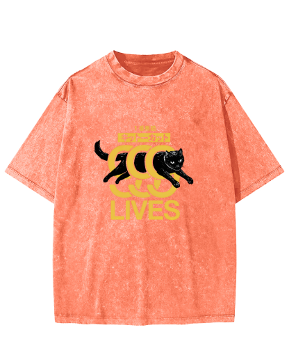 Japanese Cat Pattern Vintage Distressed T-shirt-Zazasy