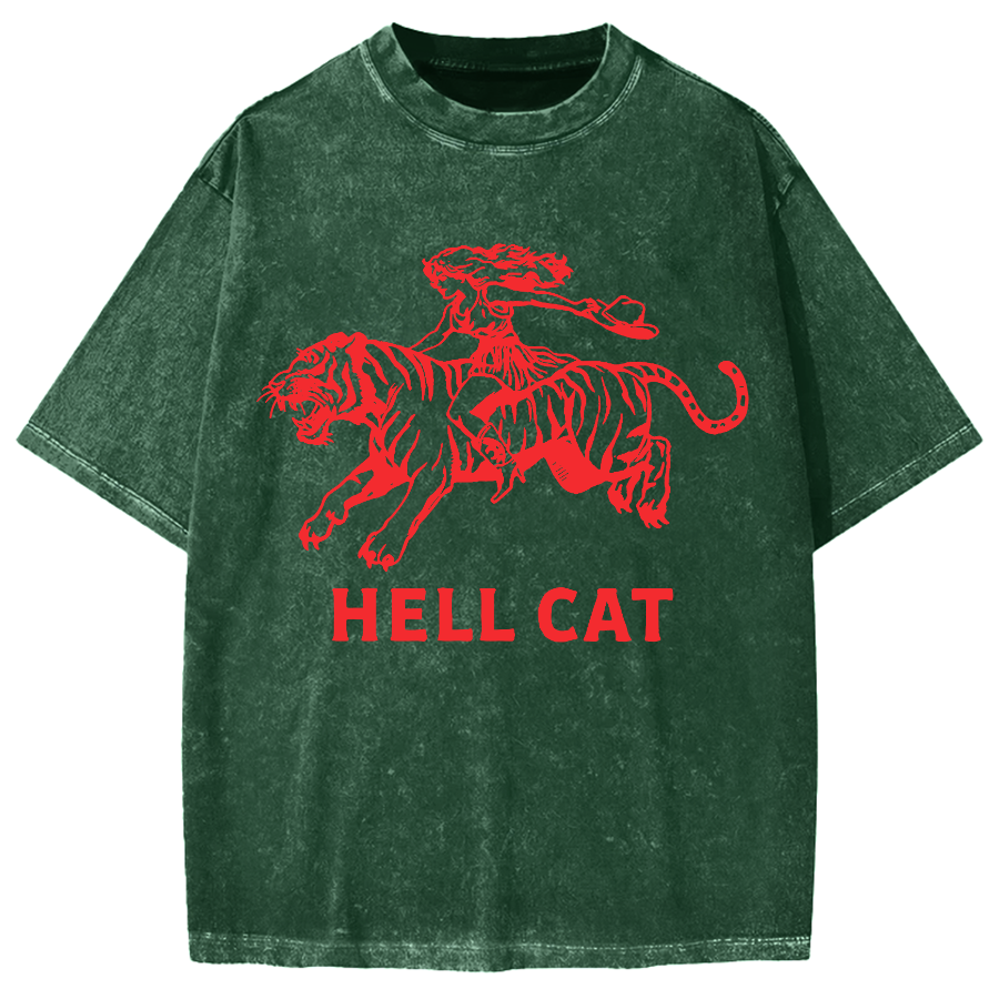 Cowgirl Hell Cat Vintage Washed T-shirt