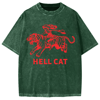Cowgirl Hell Cat Vintage Washed T-shirt