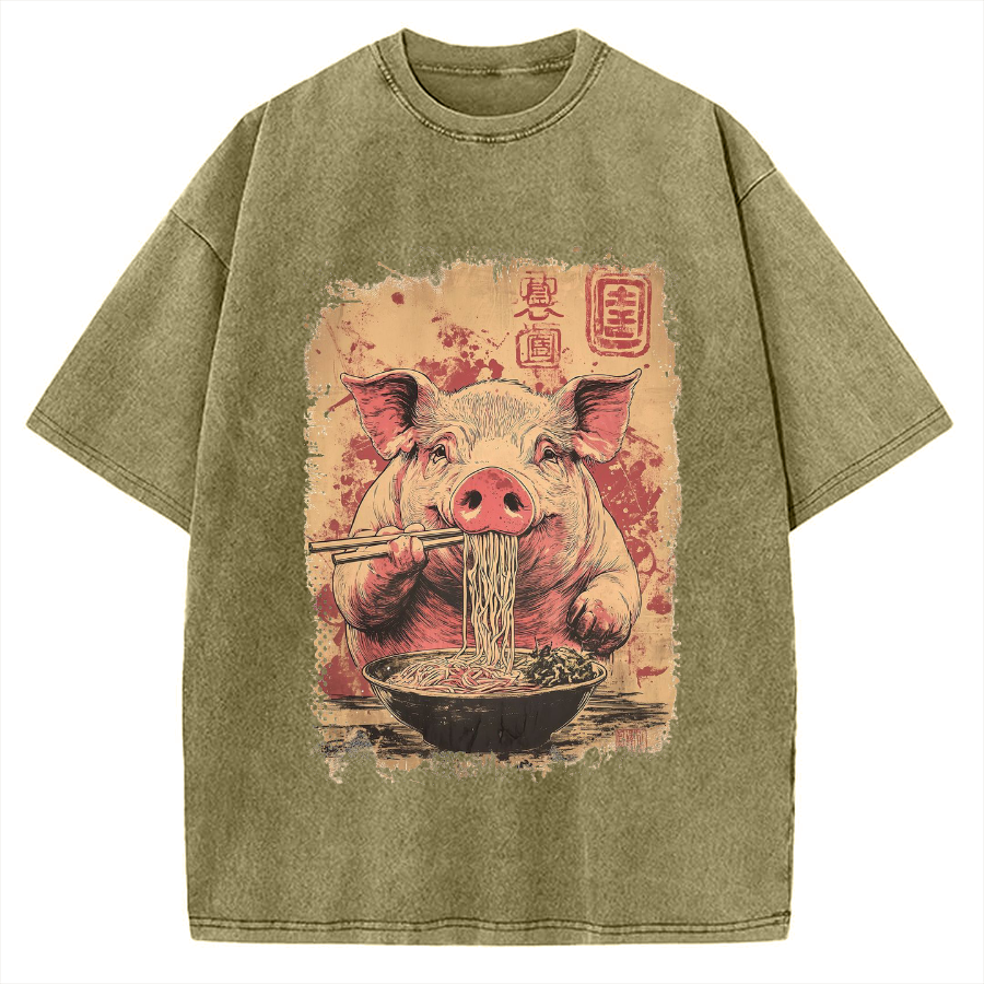 Ramen Piggy Vintage Washed T-shirt