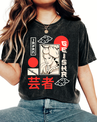 Yunzhe Japanese Style Vintage Washed T-shirt-Zazasy