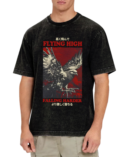 Flying Higher Falling Harder Vintage Washed T-shirt-Zazasy